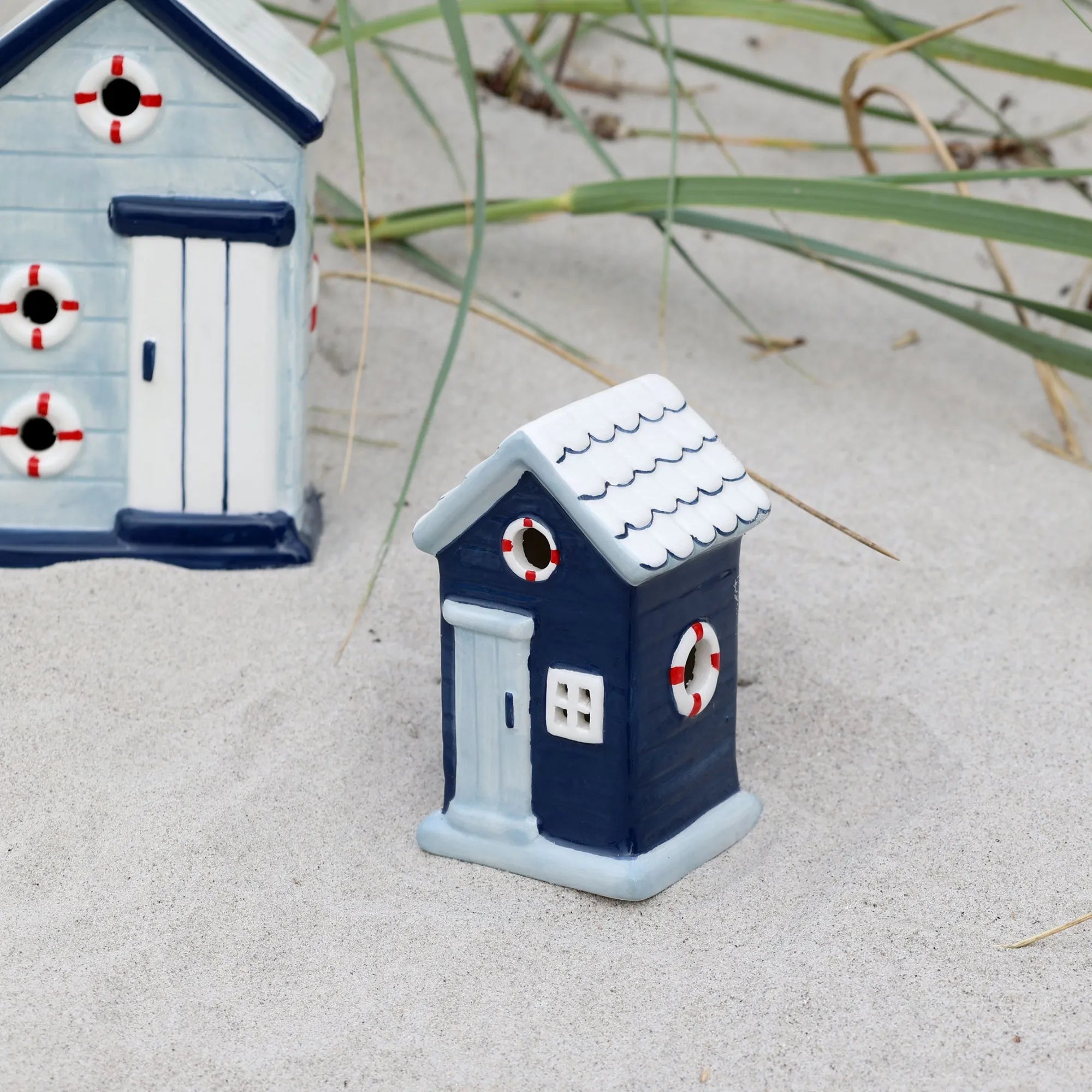 Chic Antique Strandhaus "Ocean" dunkelblau Keramik 10 cm handbemalt