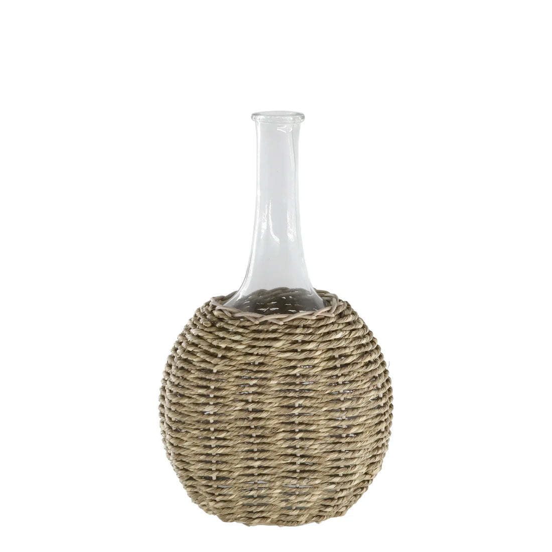 Glasflasche mit Naturgeflecht 35 cm Chic Antique