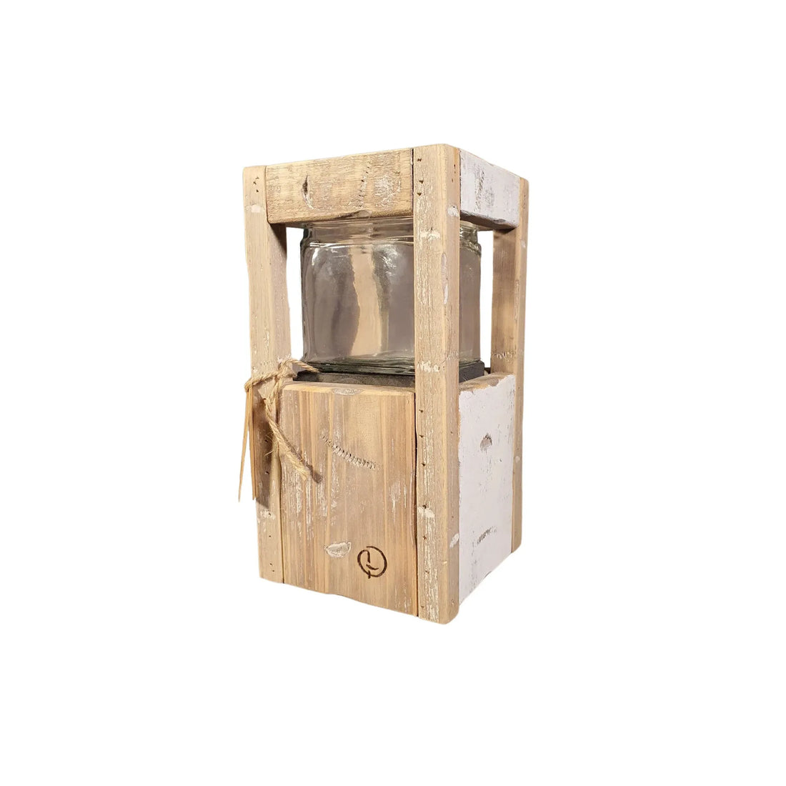 Holz Kerzenhalter mit Glaseinsatz 27 cm