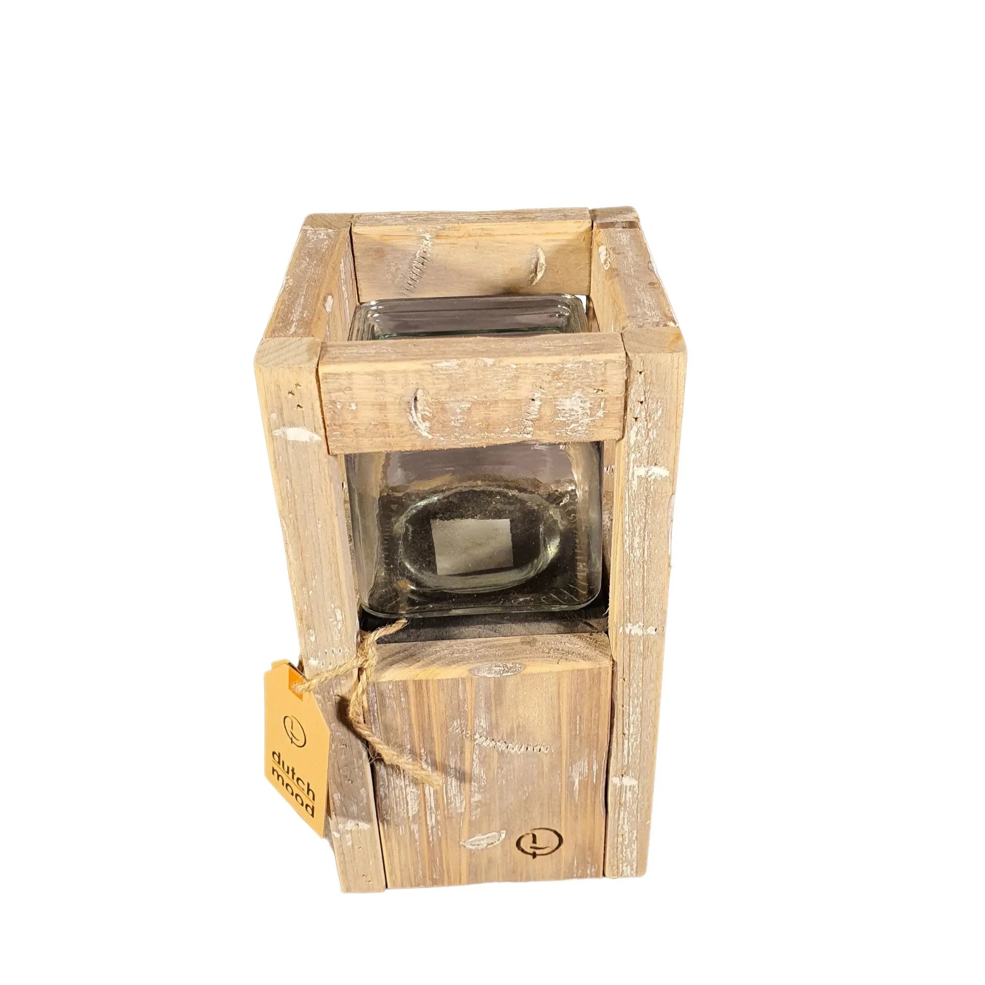 Holz Kerzenhalter mit Glaseinsatz 27 cm
