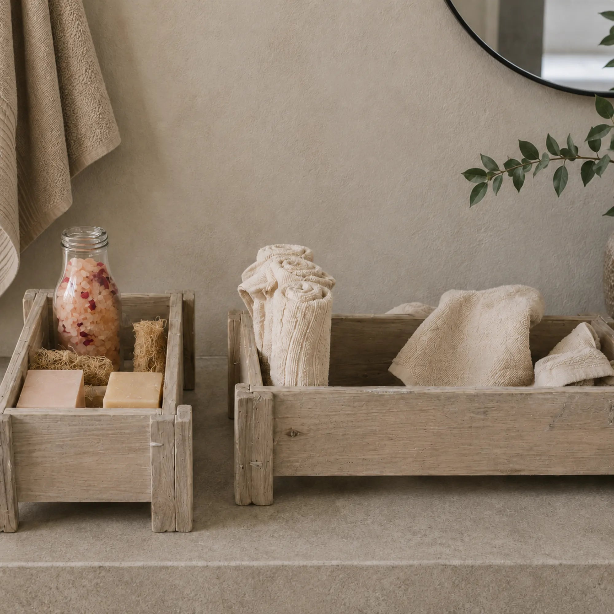 Holzbox mit Gitterboden aus Naturholz zur Aufbewahrung und Dekoration