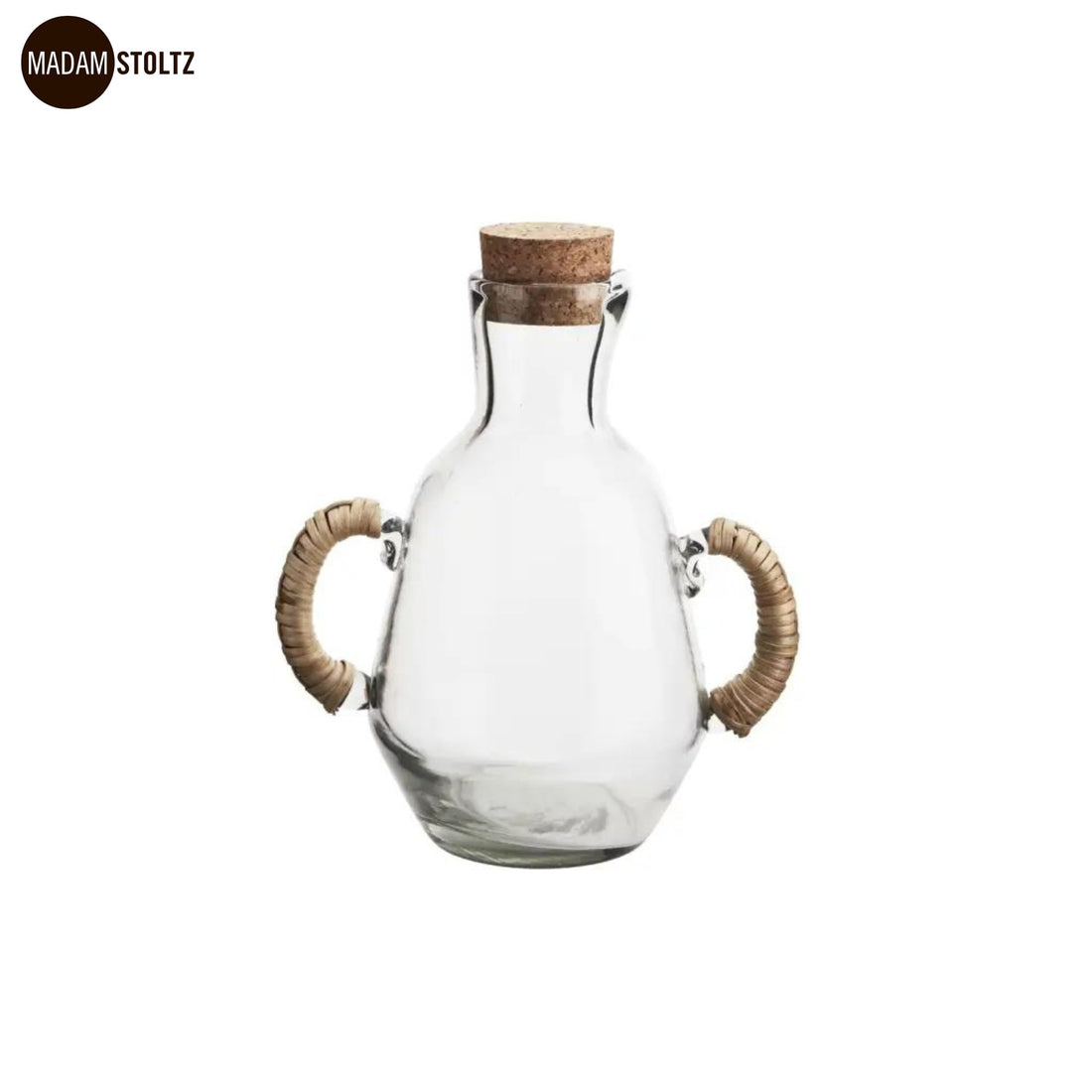 Madam Stoltz Karaffe aus Glas mit Zuckerrohr-Henkeln 20 cm