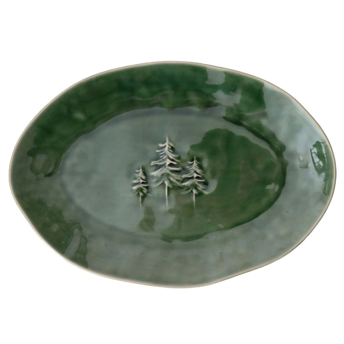 Miljögården Servierplatte „Sylva“ grün mit Tannenmotiv 35,5 cm