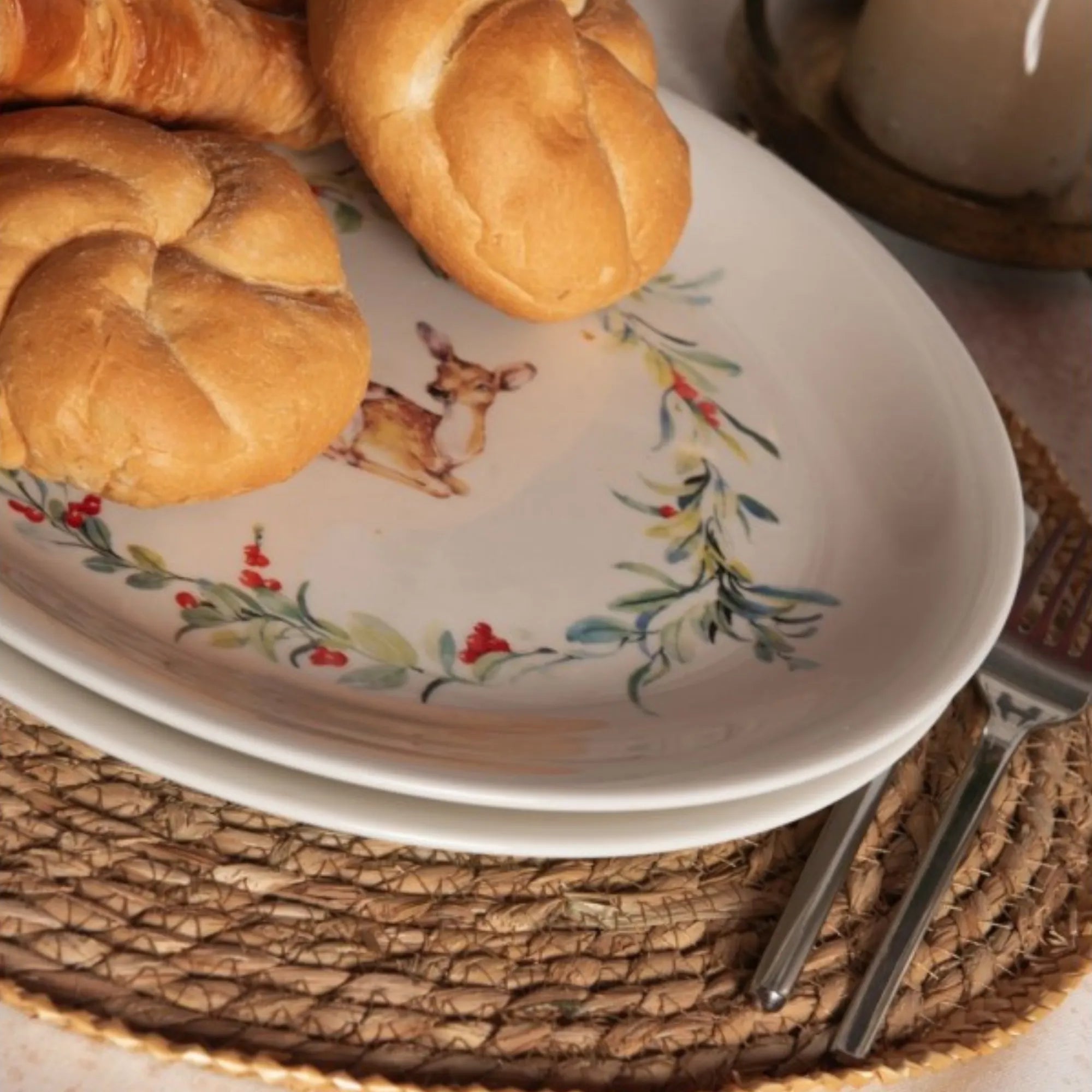 Clayre & Eef großer ø 28 cm Servier-Teller Herbst Winter