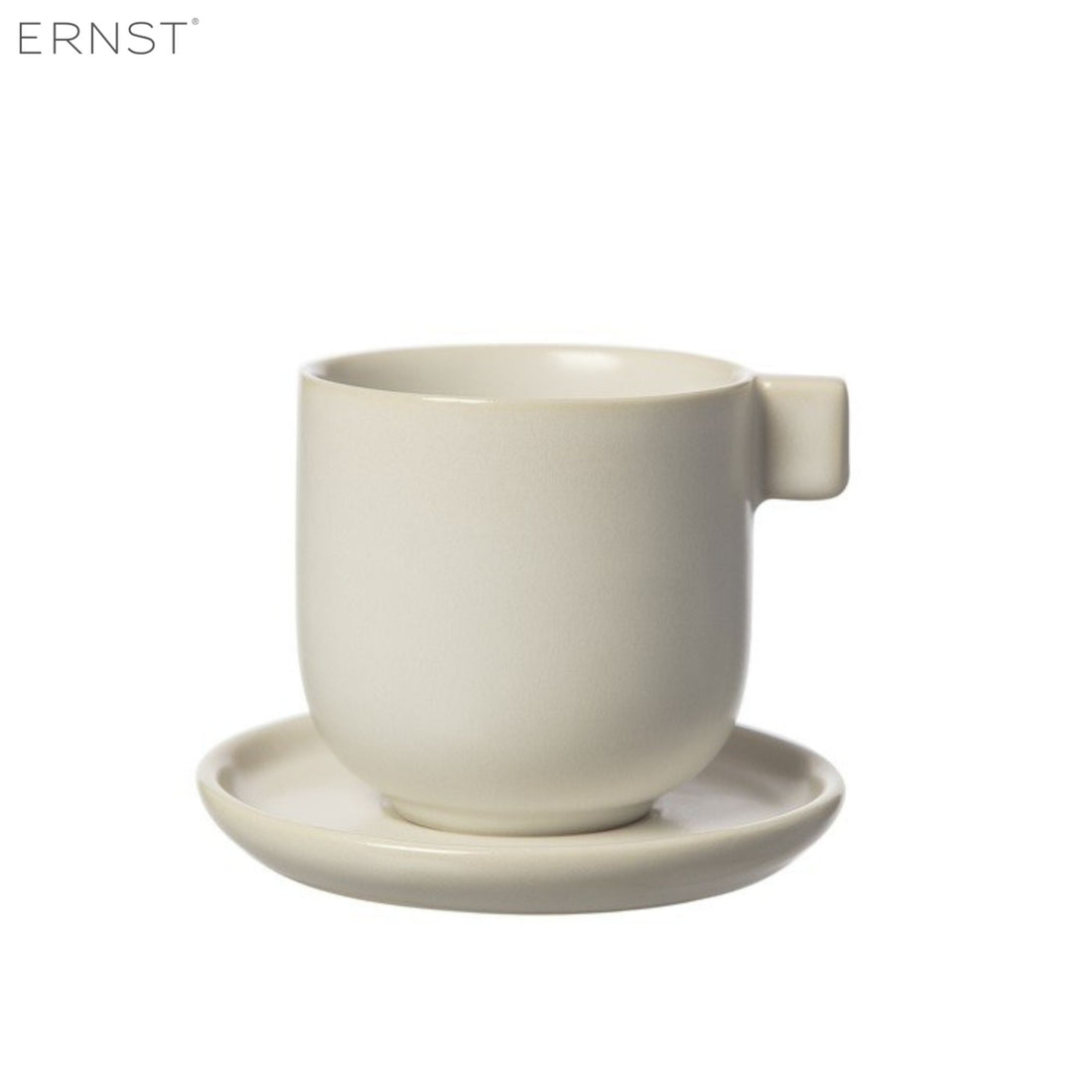 ERNST Tasse mit Unterteller weiß sand skandinavisch