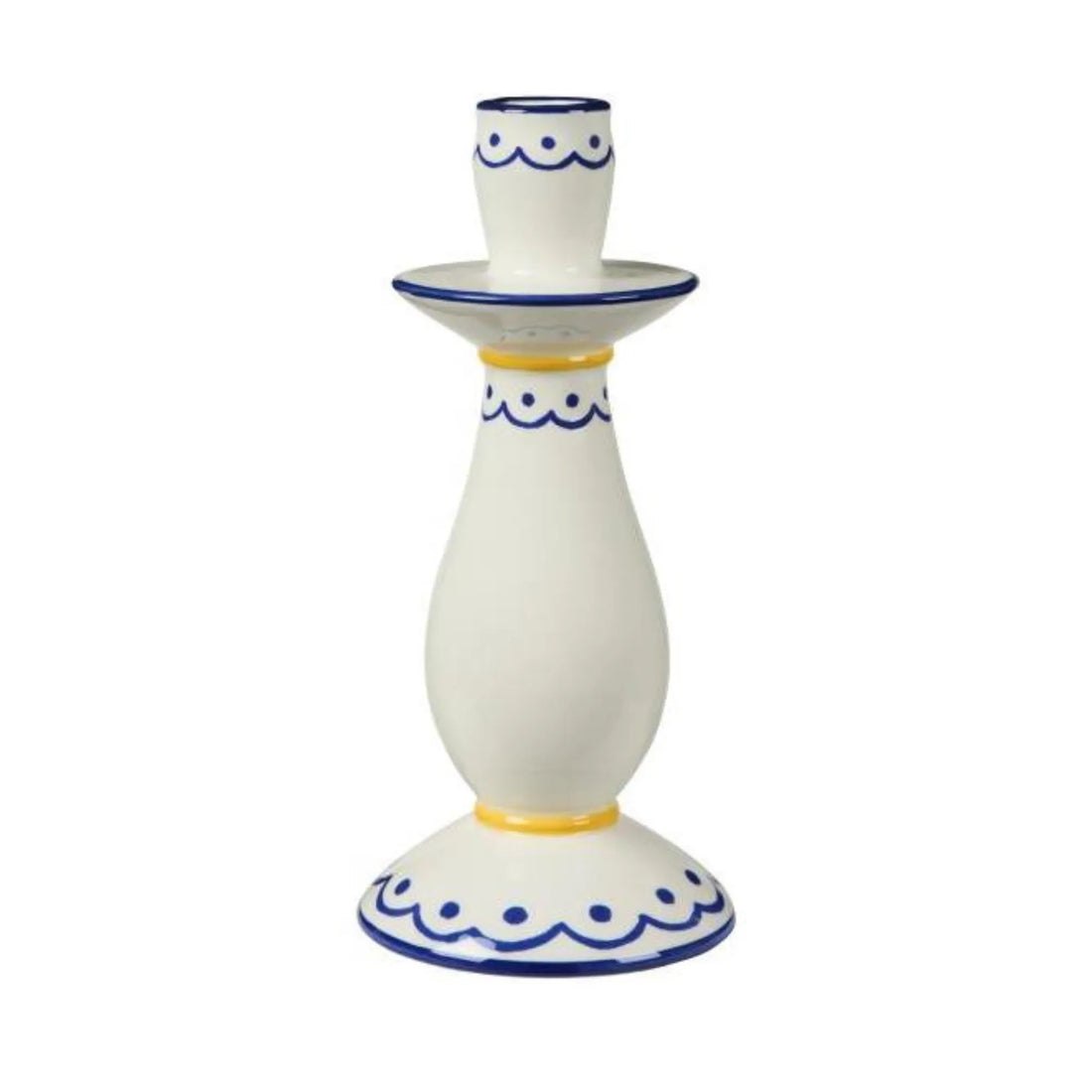 Ib Laursen Kerzenhalter weiß mit blauem Muster 22 cm