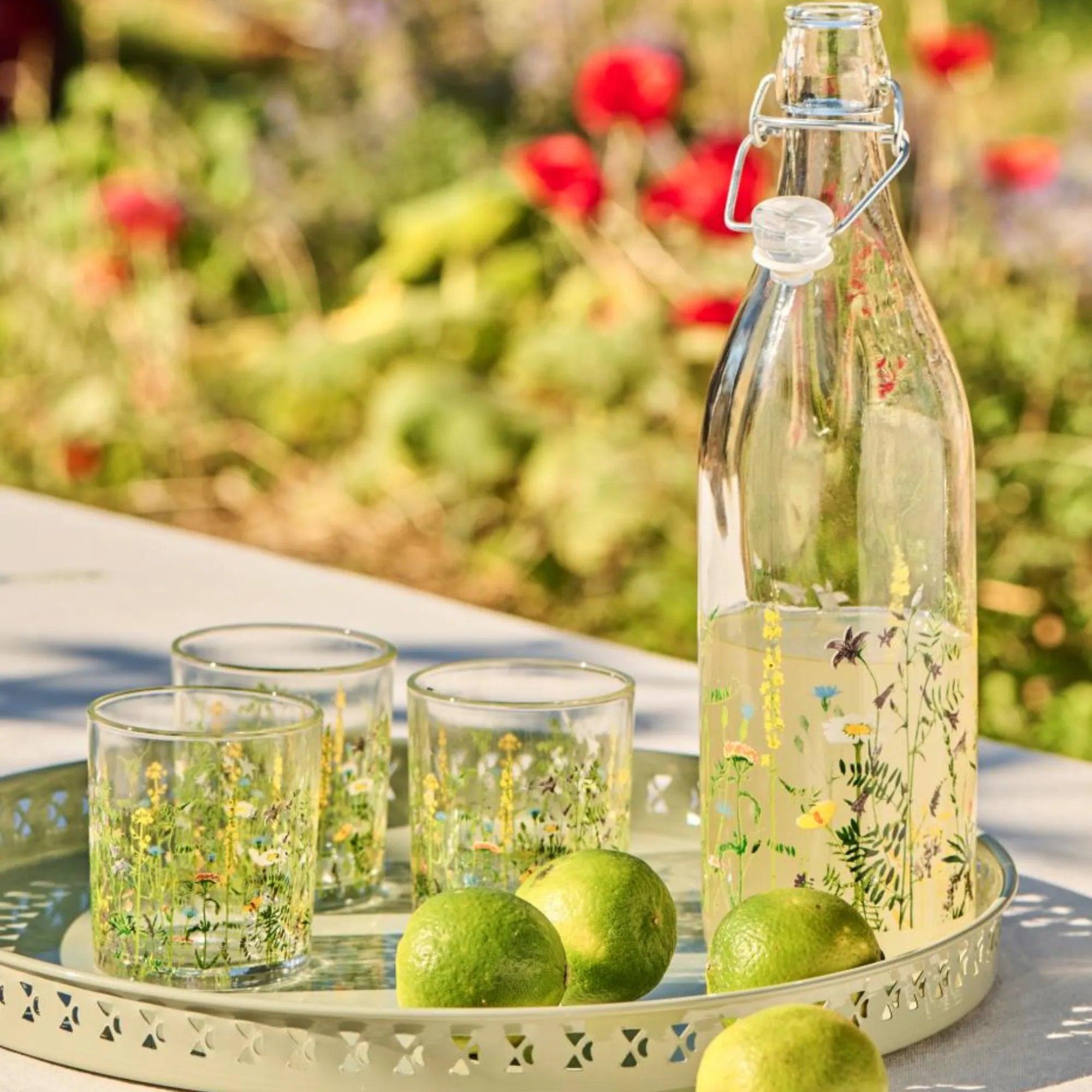 Ib Laursen Trinkglas „Summer Field“ mit Blumenmuster 200 ml