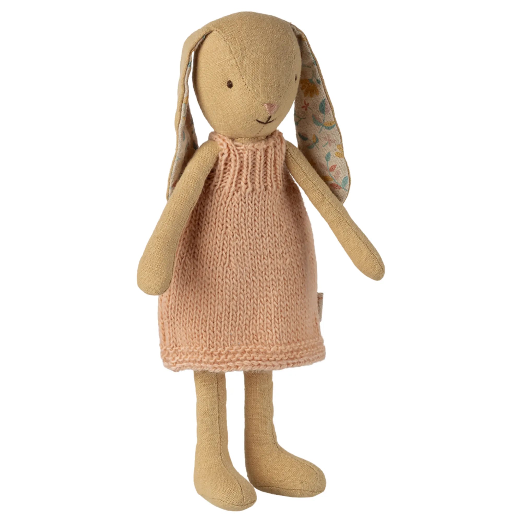 Maileg Hase Mädchen Größe 1 – cremegelb mit Strickkleid Stofftier