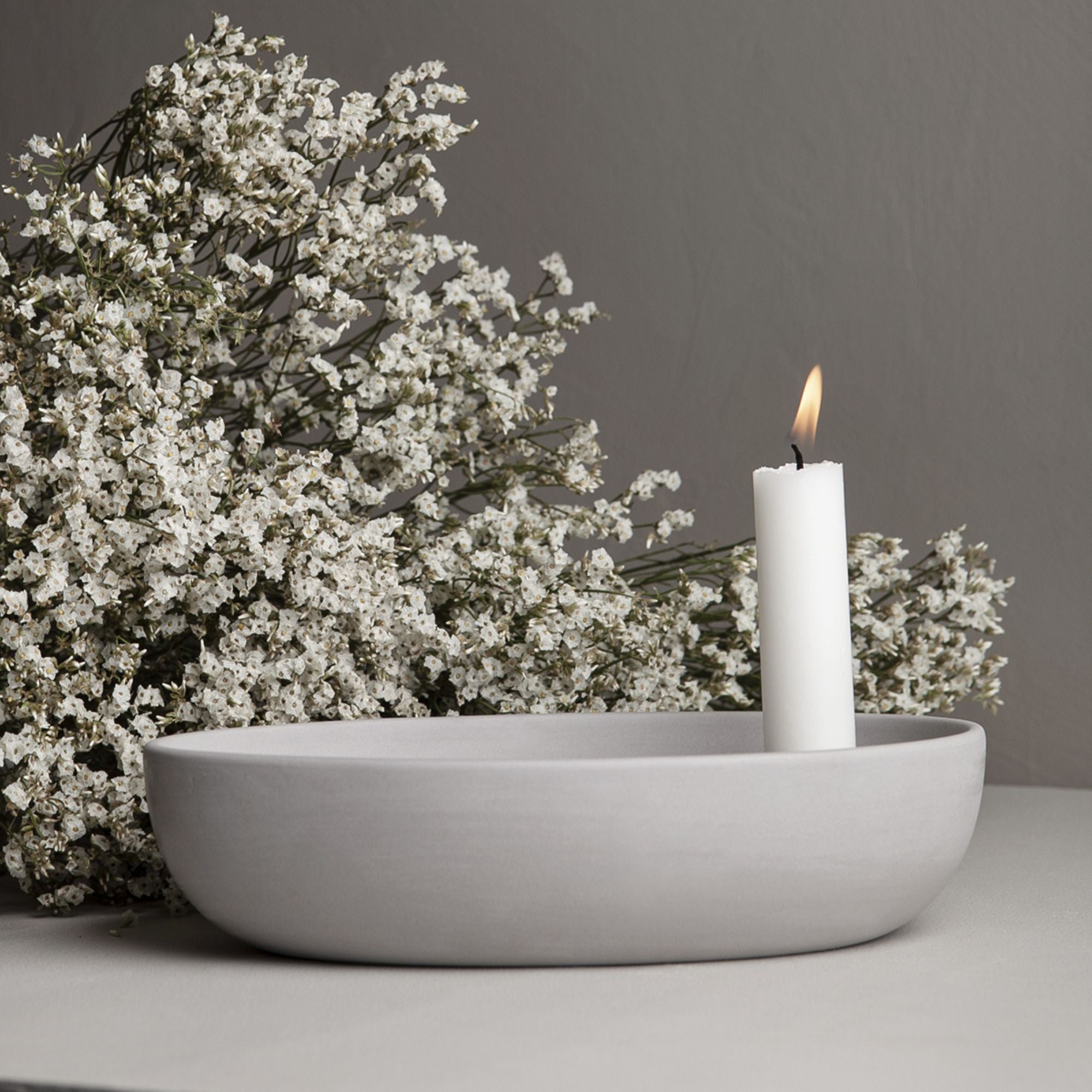 Storefactory „Lidatorp“ Kerzenhalter oval grau 21 cm