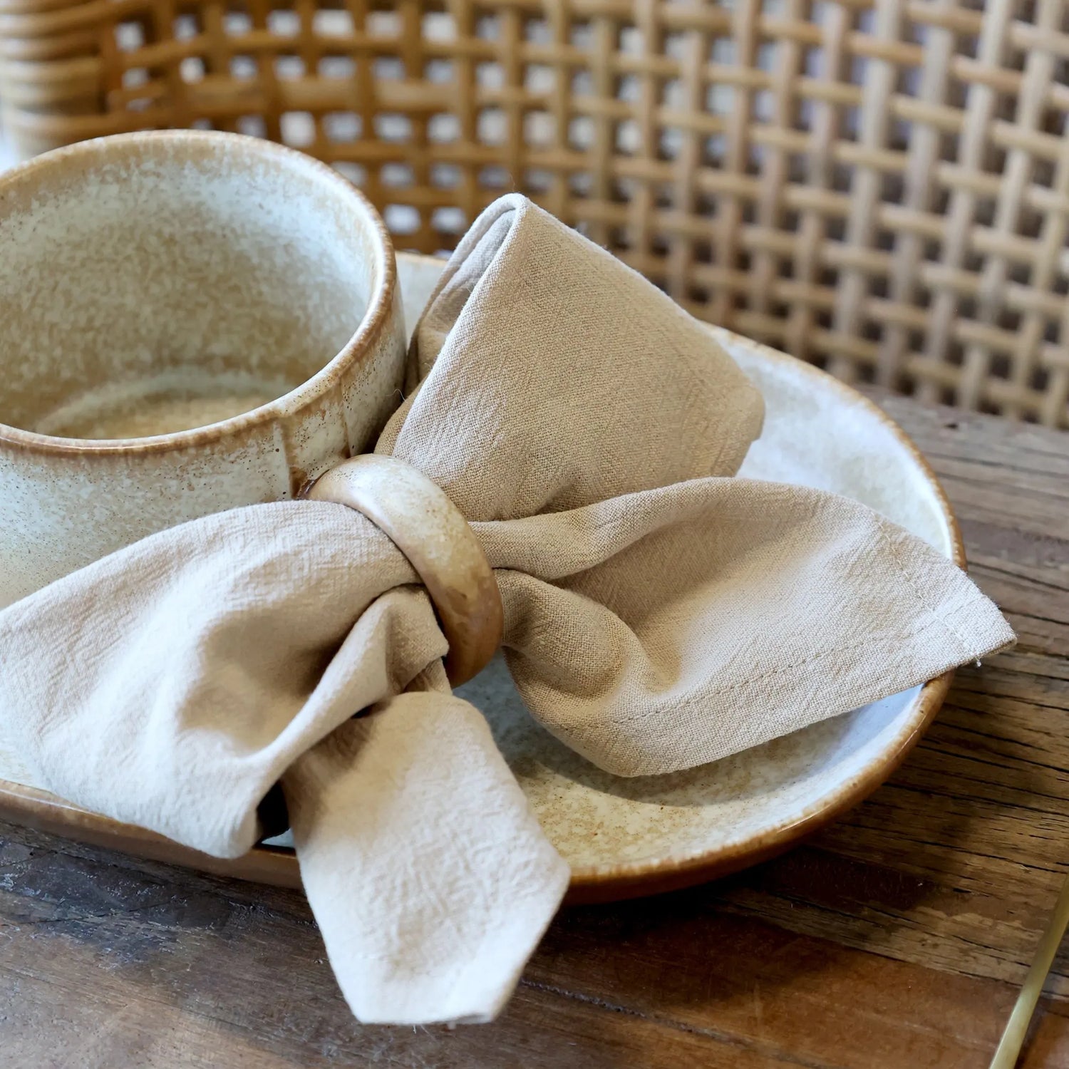 Chic Antique Aix Stoffserviette aus Baumwolle in Leinen 40 cm