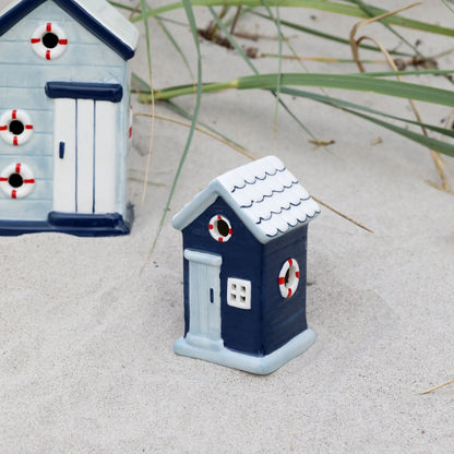 Chic Antique Strandhaus "Ocean" dunkelblau Keramik 10 cm handbemalt