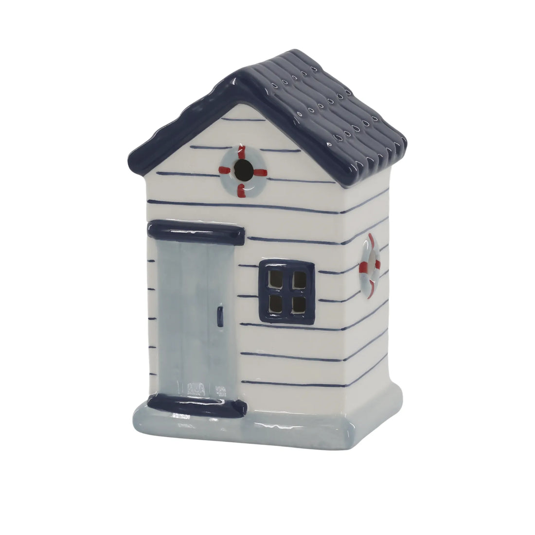 Chic Antique Strandhaus "Ocean" blau gestreift Keramik 15,5 cm handbemalt