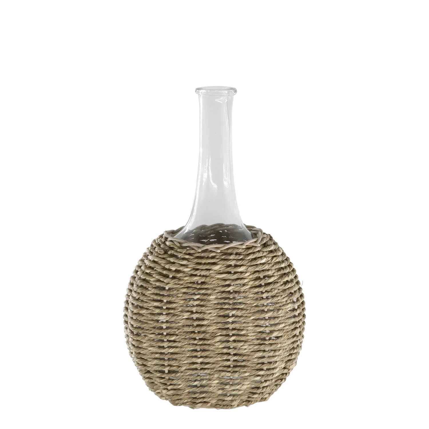 Glasflasche mit Naturgeflecht 35 cm Chic Antique