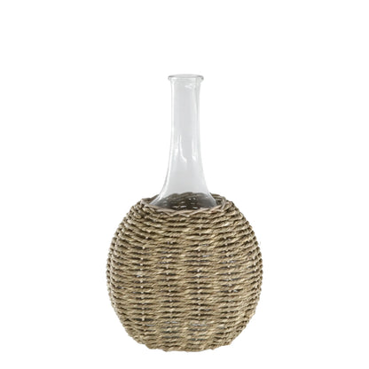 Glasflasche mit Naturgeflecht 35 cm Chic Antique