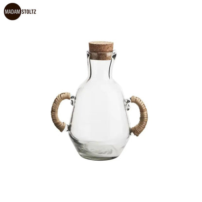 Madam Stoltz Karaffe aus Glas mit Zuckerrohr-Henkeln 20 cm