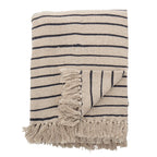 Bloomingville Decke "Eia"beige schwarz gestreift 130 x 160 cm aus receycelter Baumwolle