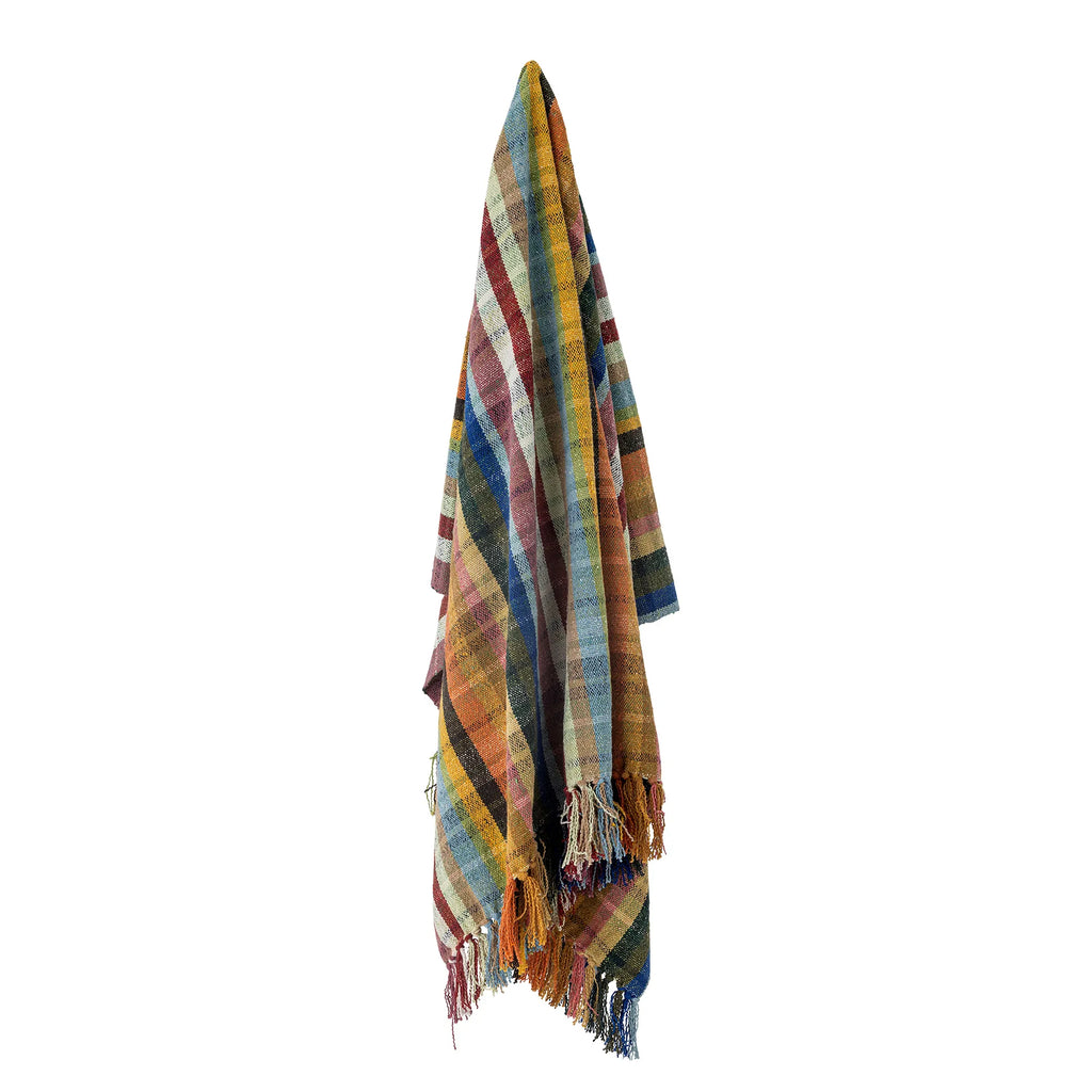 Bloomingville Decke "Emily" bunt kariert 130 x 160 cm aus Baumwolle