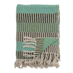 Bloomingville Decke "Isnel" blau gestreift 130 x 160 cm aus receycelter Baumwolle