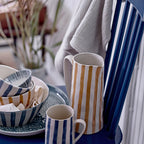 Bloomingville Tasse Becher "Begonia" blau gestreift 440 ml