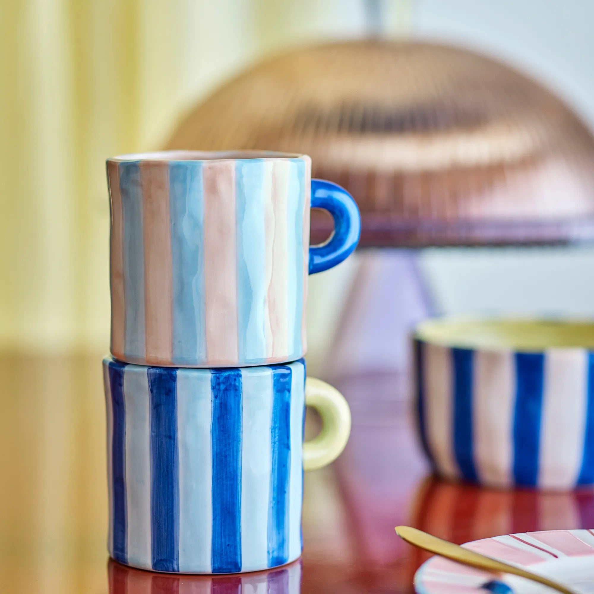 Bloomingville Tasse Becher "Phoenix" blau gestreift 250 ml