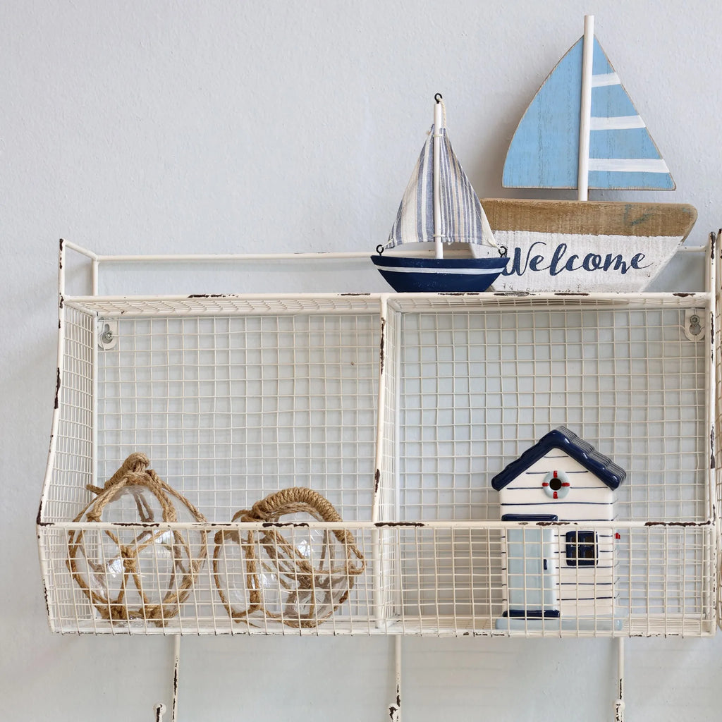 Segelboot Set aus Holz blau & Weiß von Chic Antique