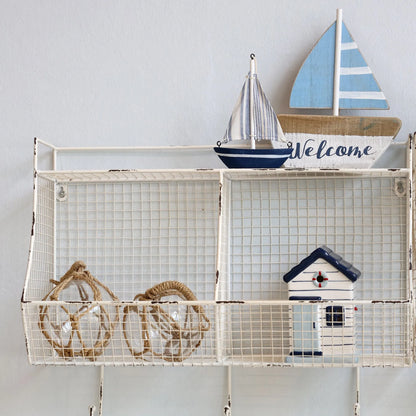 Segelboot Set aus Holz blau &amp; Weiß von Chic Antique