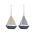 Segelboot Set aus Holz blau & Weiß von Chic Antique