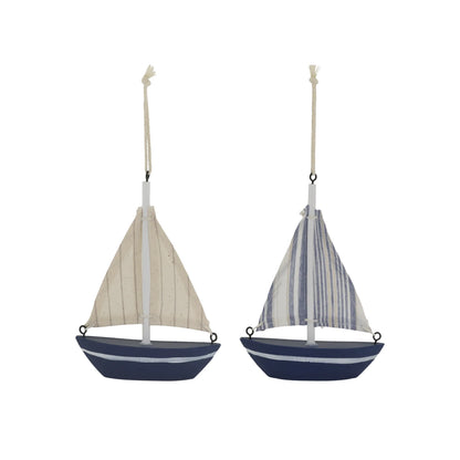 Segelboot Set aus Holz blau &amp; Weiß von Chic Antique