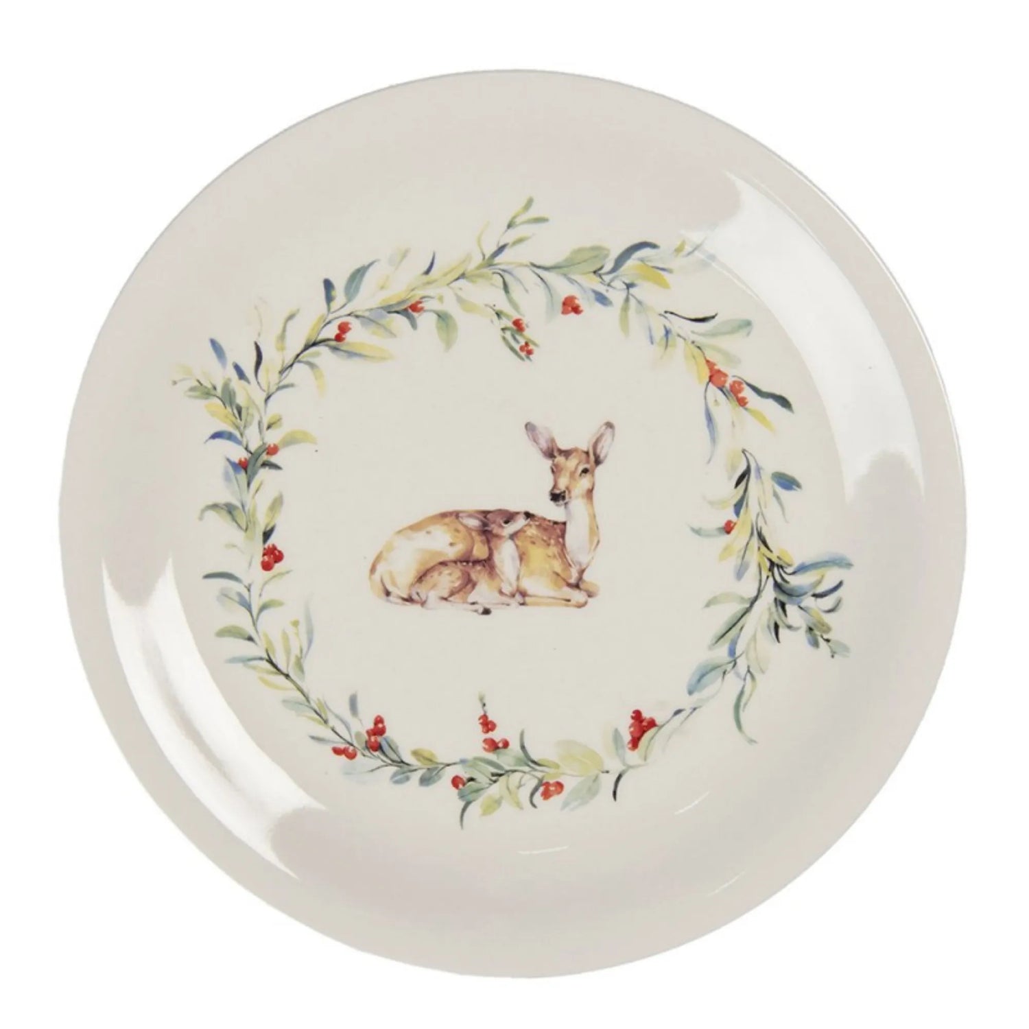 Clayre &amp; Eef großer ø 28 cm Servier-Teller Herbst Winter "Rehe"
