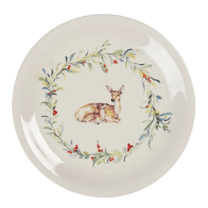 Clayre &amp; Eef großer ø 28 cm Servier-Teller Herbst Winter "Rehe"