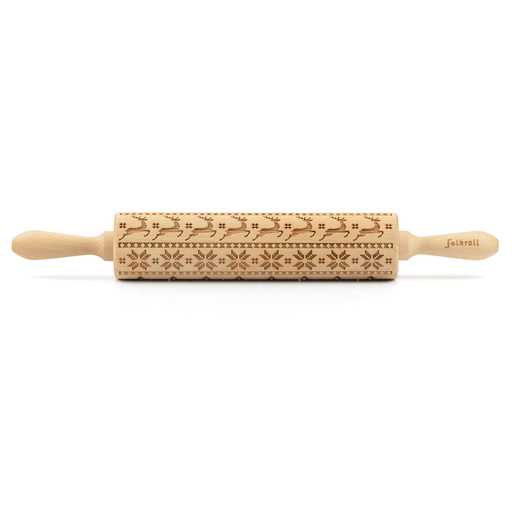Folkroll Motiv Teigrolle "Skandinavische Weihnacht" 43 cm