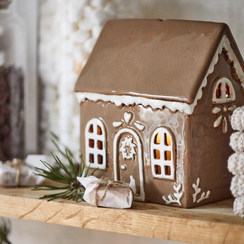 Ib Laursen Teelichthaus "Lebkuchen" weißer Türkranz Weihnachten