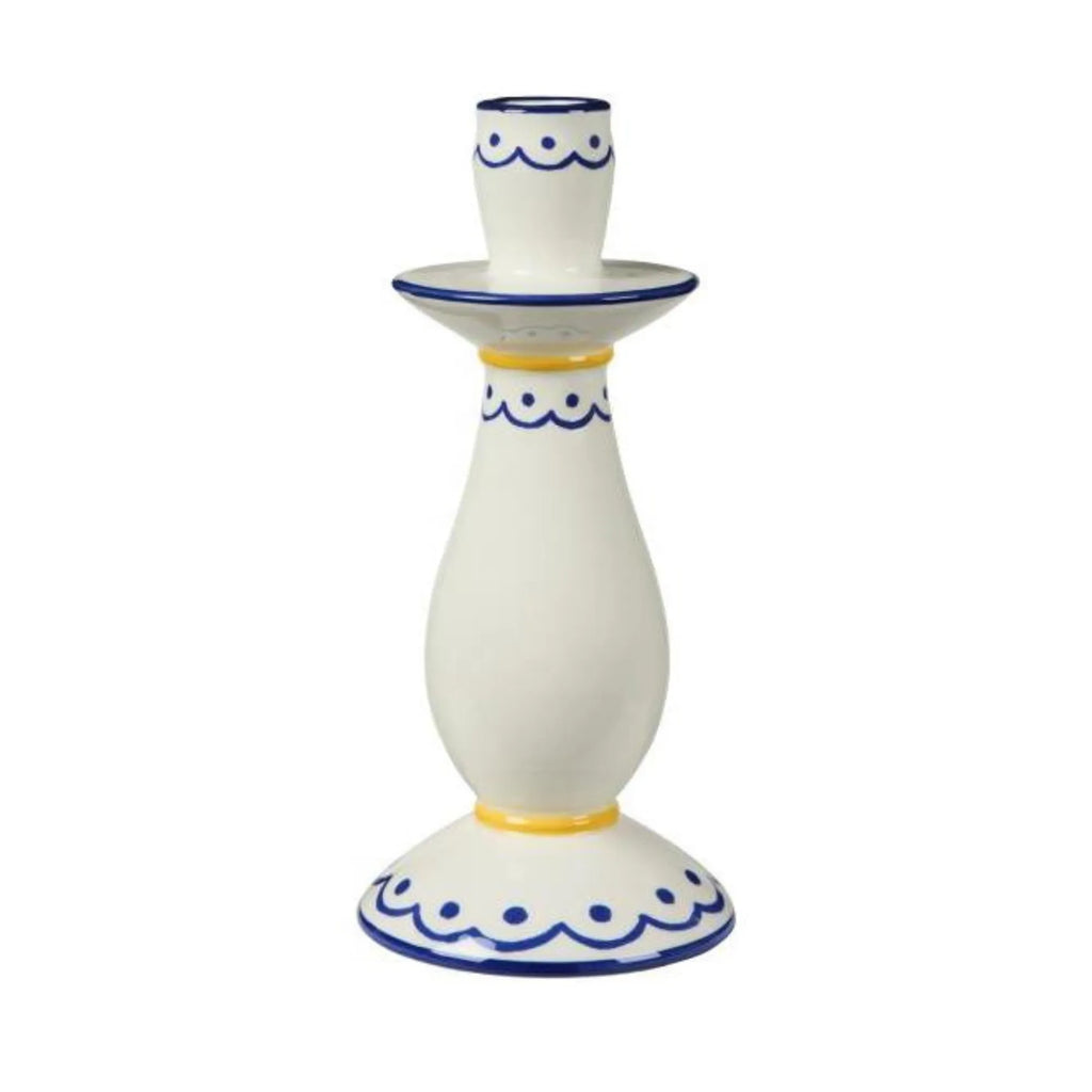 Ib Laursen Kerzenhalter weiß mit blauem Muster 22 cm