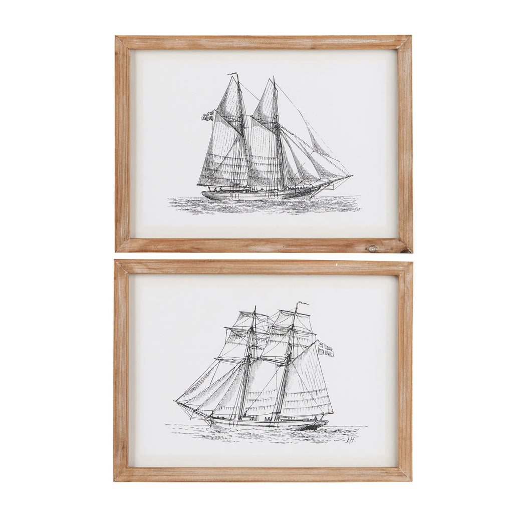 Ib Laursen Segelschiff Bild im Holzrahmen 37 x 27 cm – maritime Wanddeko 2 Designs