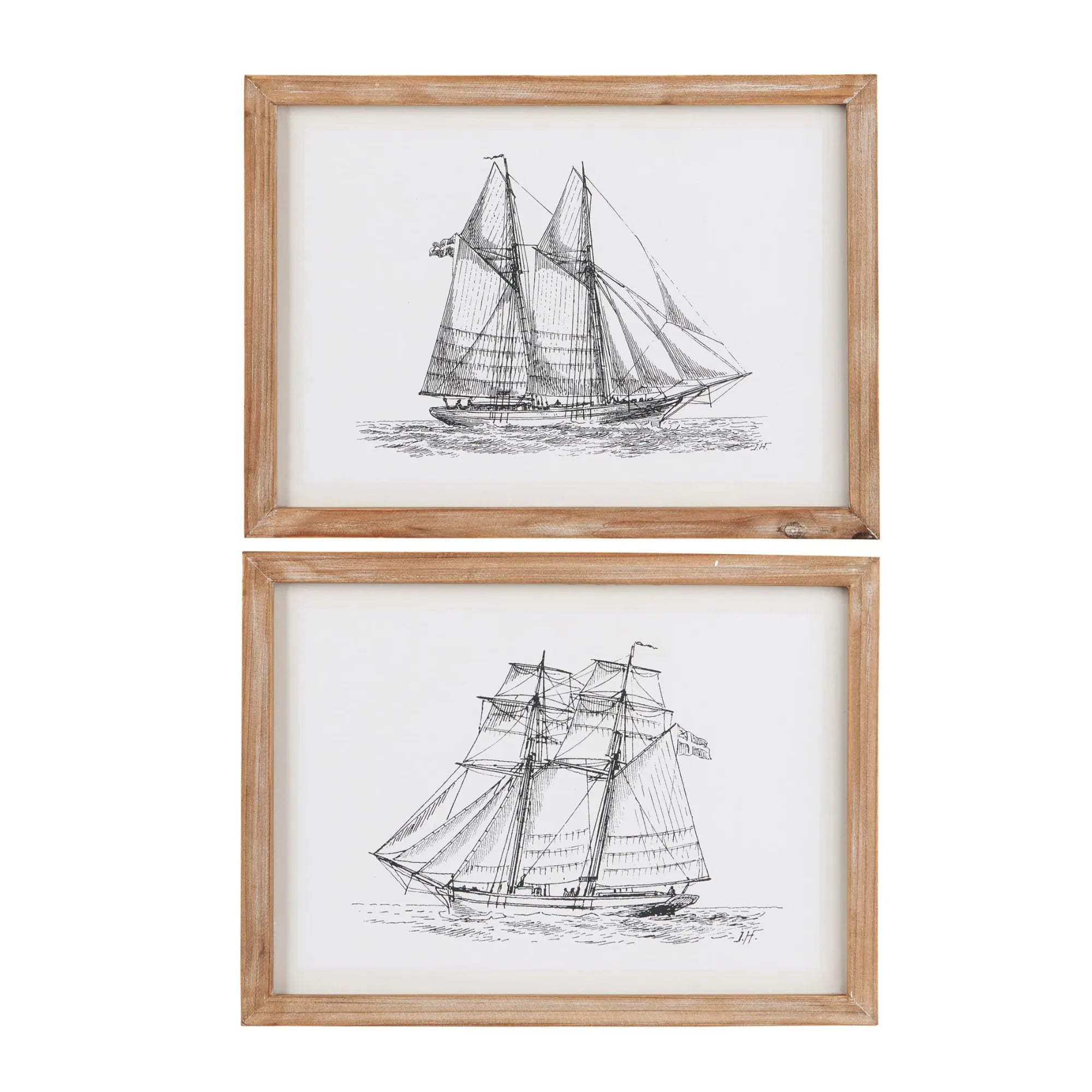 Ib Laursen Segelschiff Bild im Holzrahmen 37 x 27 cm – maritime Wanddeko 2 Designs