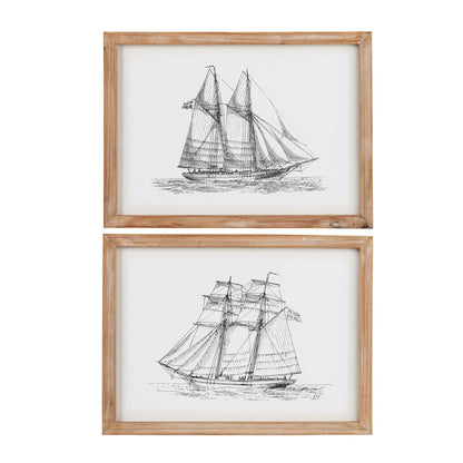 Ib Laursen Segelschiff Bild im Holzrahmen 37 x 27 cm – maritime Wanddeko 2 Designs