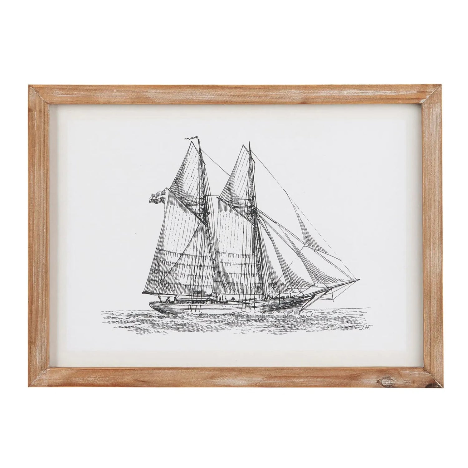 Ib Laursen Segelschiff Bild im Holzrahmen 37 x 27 cm – maritime Wanddeko 2 Designs