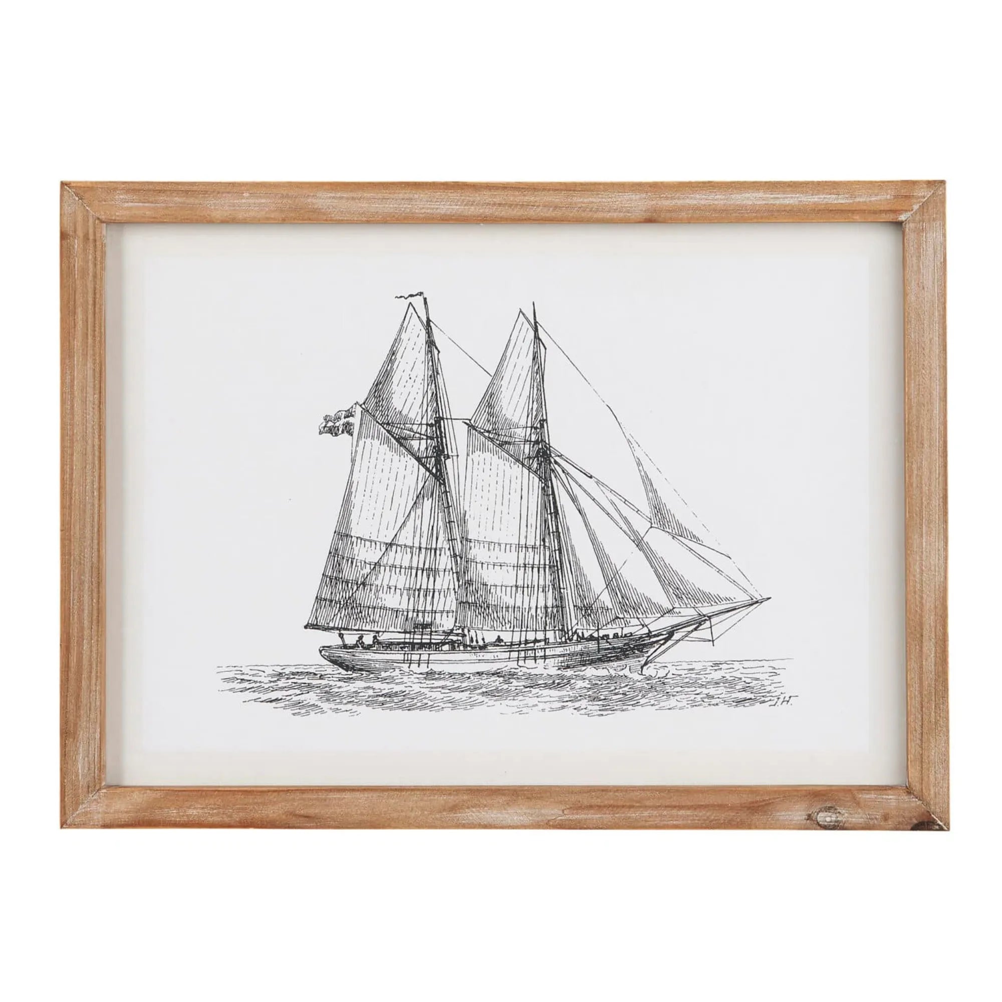 Ib Laursen Segelschiff Bild im Holzrahmen 37 x 27 cm – maritime Wanddeko 2 Designs