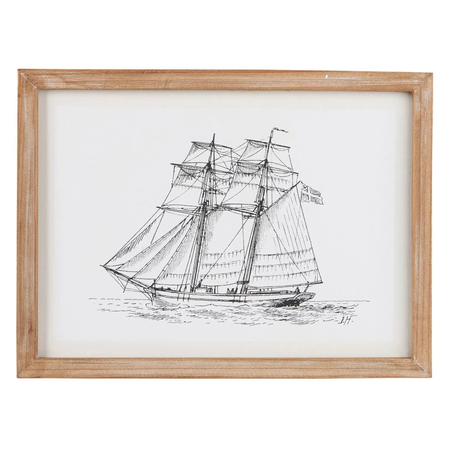 Ib Laursen Segelschiff Bild im Holzrahmen 37 x 27 cm – maritime Wanddeko 2 Designs