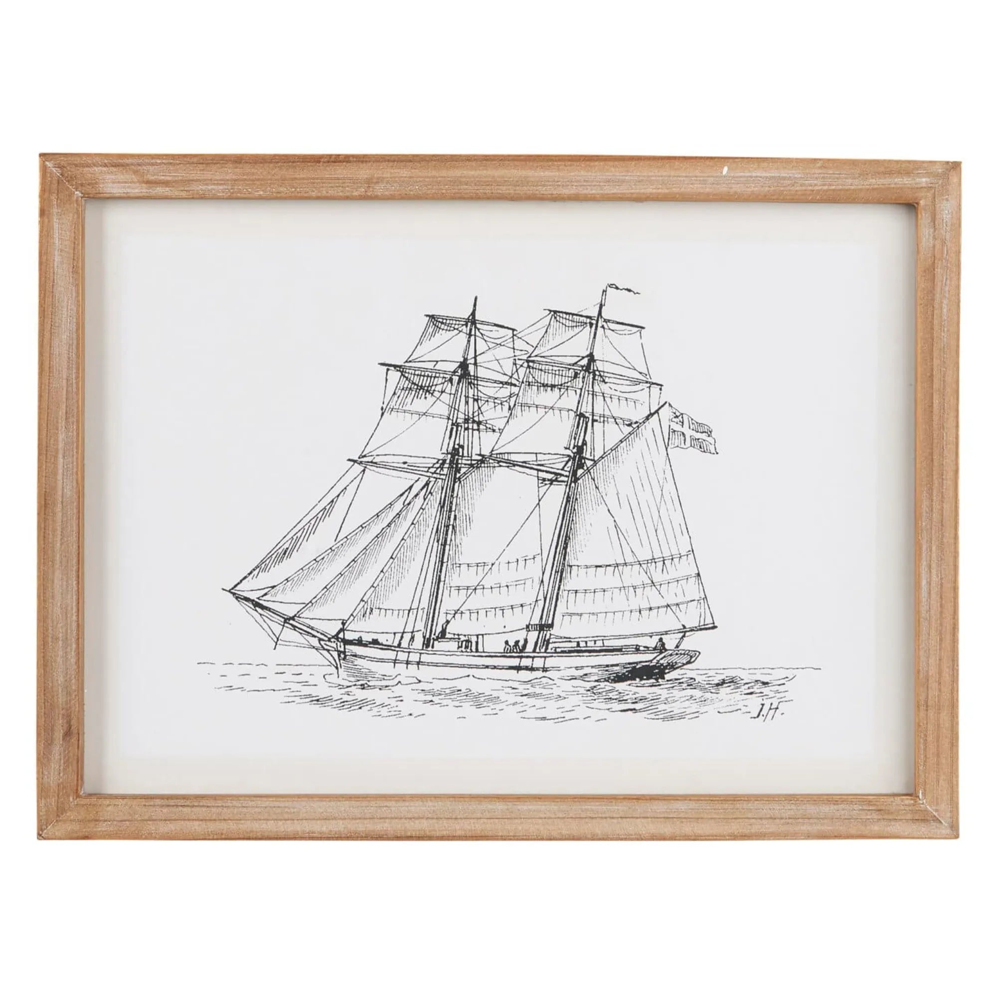 Ib Laursen Segelschiff Bild im Holzrahmen 37 x 27 cm – maritime Wanddeko 2 Designs