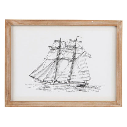 Ib Laursen Segelschiff Bild im Holzrahmen 37 x 27 cm – maritime Wanddeko 2 Designs