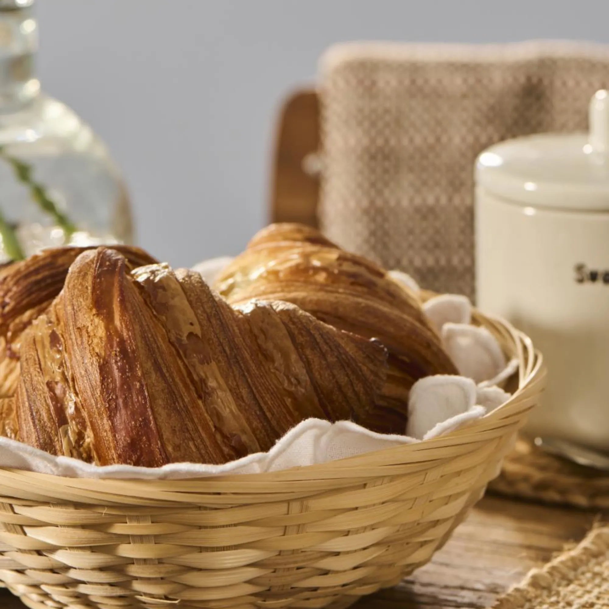 Ib Laursen Brotserviette rund 30 cm Baumwolle weiß mit Stickerei