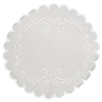 Ib Laursen Brotserviette rund 30 cm Baumwolle weiß mit Stickerei