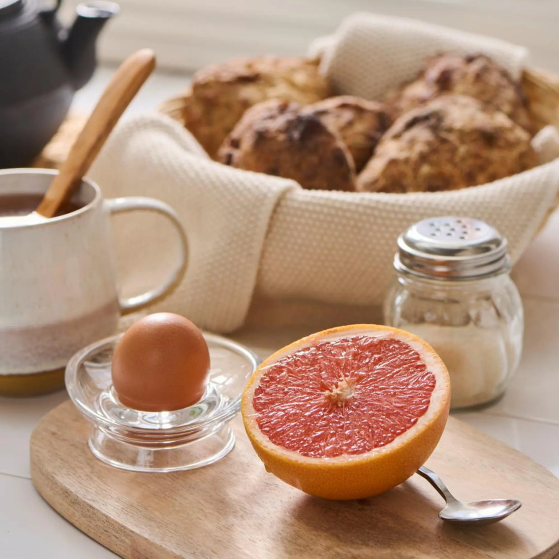Ib Laursen Eierbecher Glas mit Ablage für Eierschalen &amp; Salz