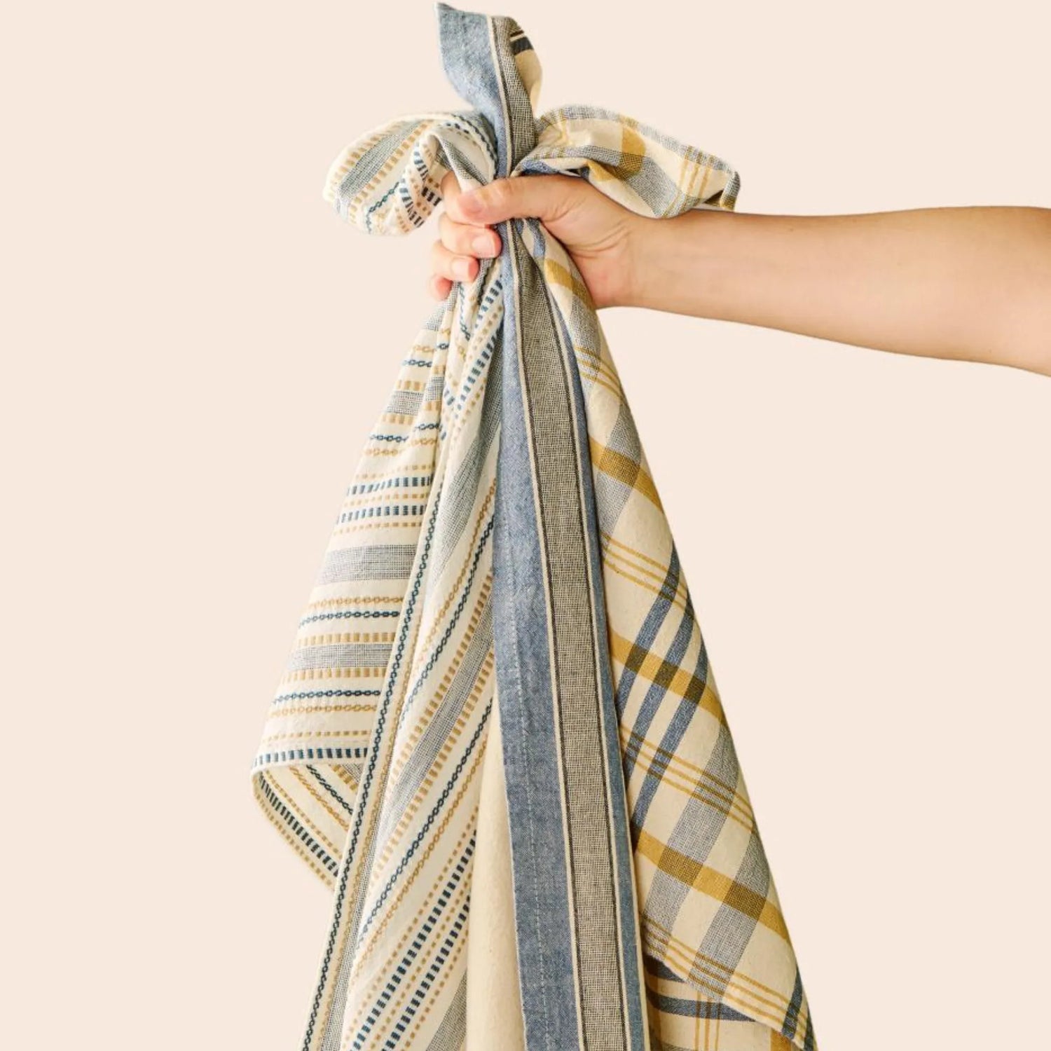 Ib Laursen Geschirrtuch „Celine“ 50 x 70 cm – Baumwolle blau gestreift
