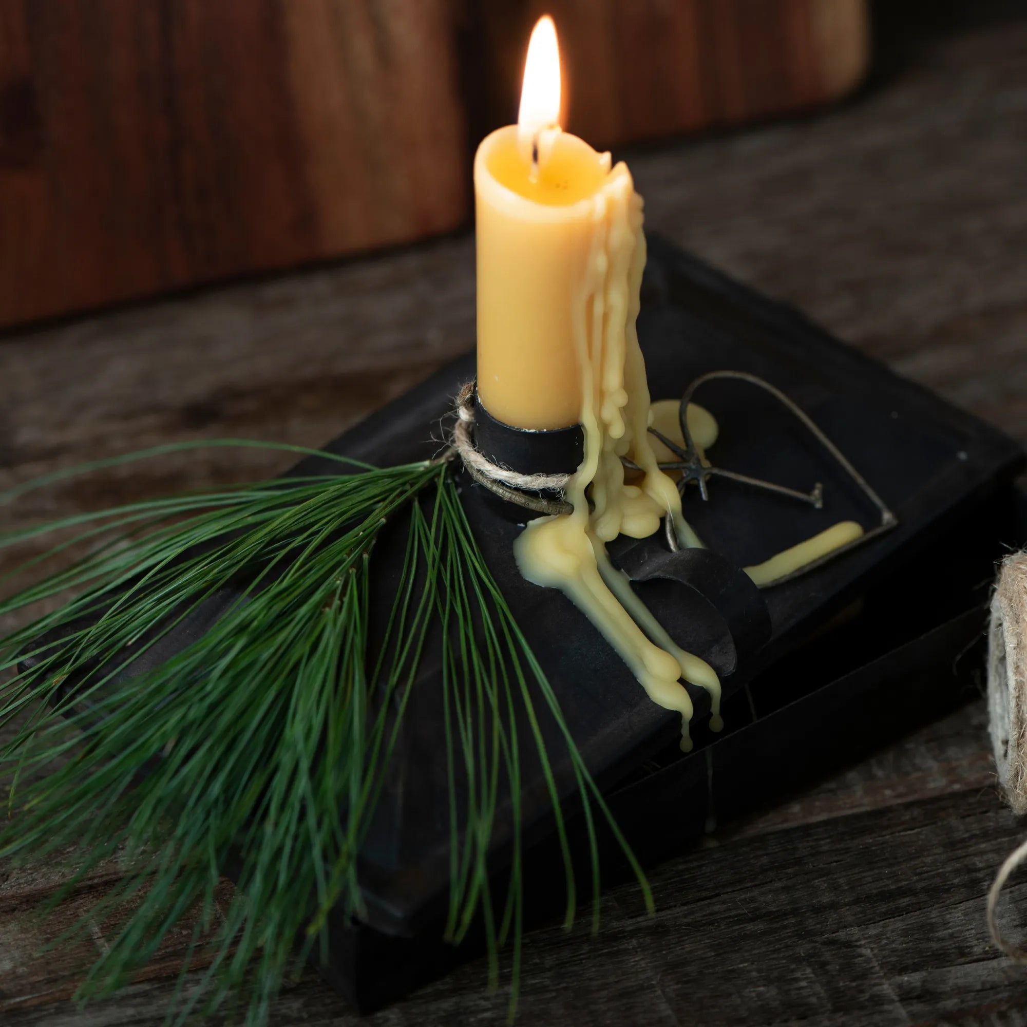 Ib Laursen Kerzenhalter mit Schachtel im Rost-Look
