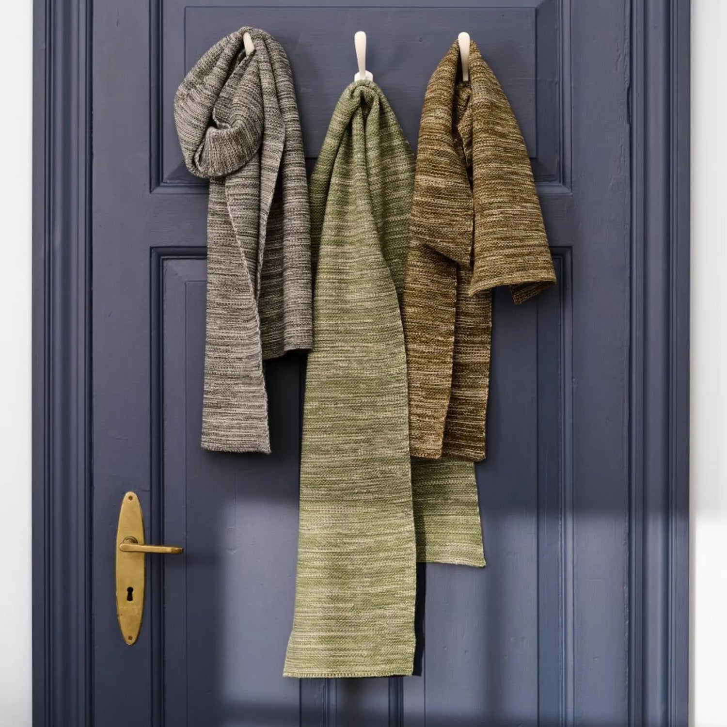 Ib Laursen Strickschal grün melange aus Öko Tex Baumwolle 160 cm