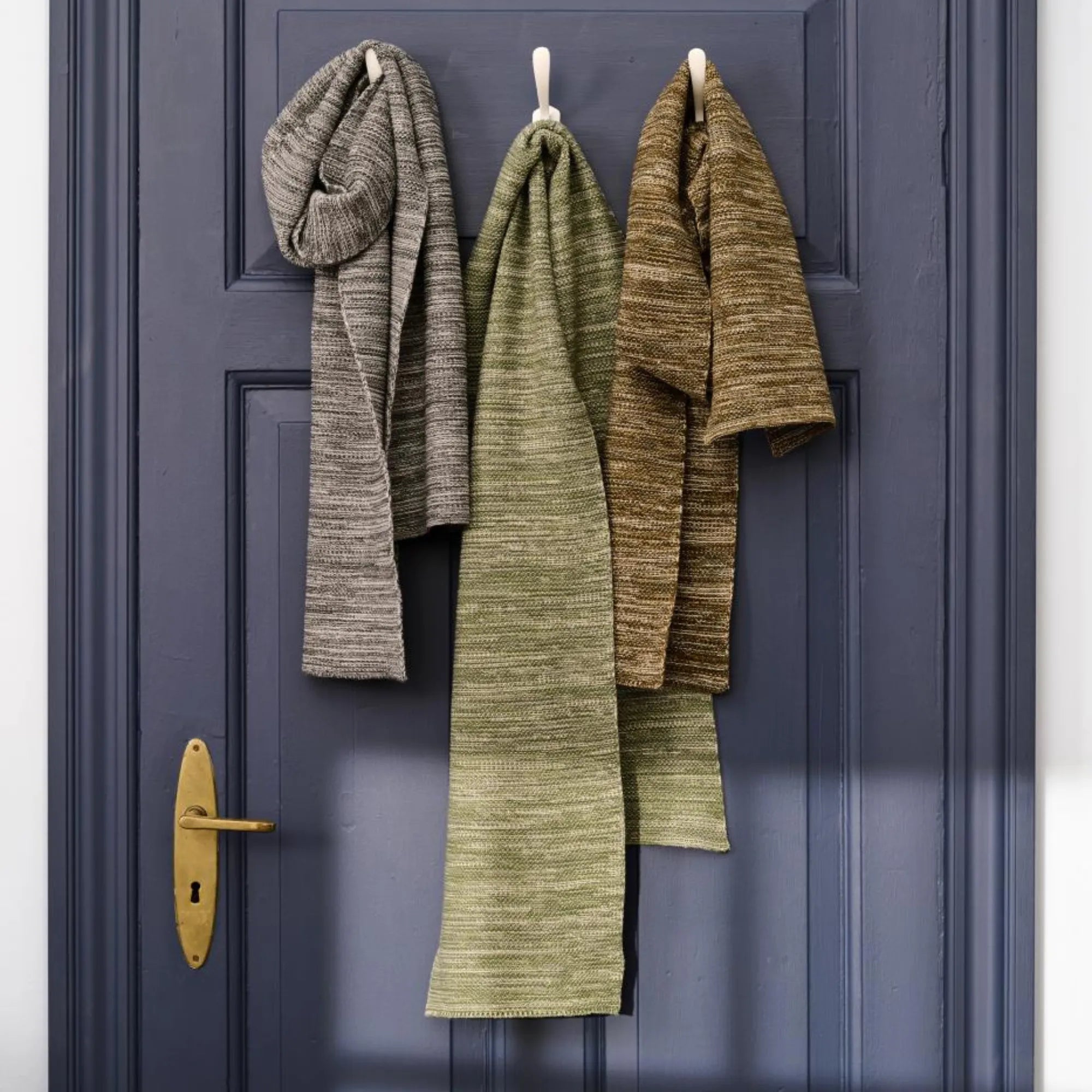 Ib Laursen Strickschal grün melange aus Öko Tex Baumwolle 160 cm