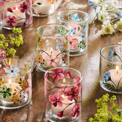 ib laursen  teelichthalter glas handbemalte blumen anna und ole shop