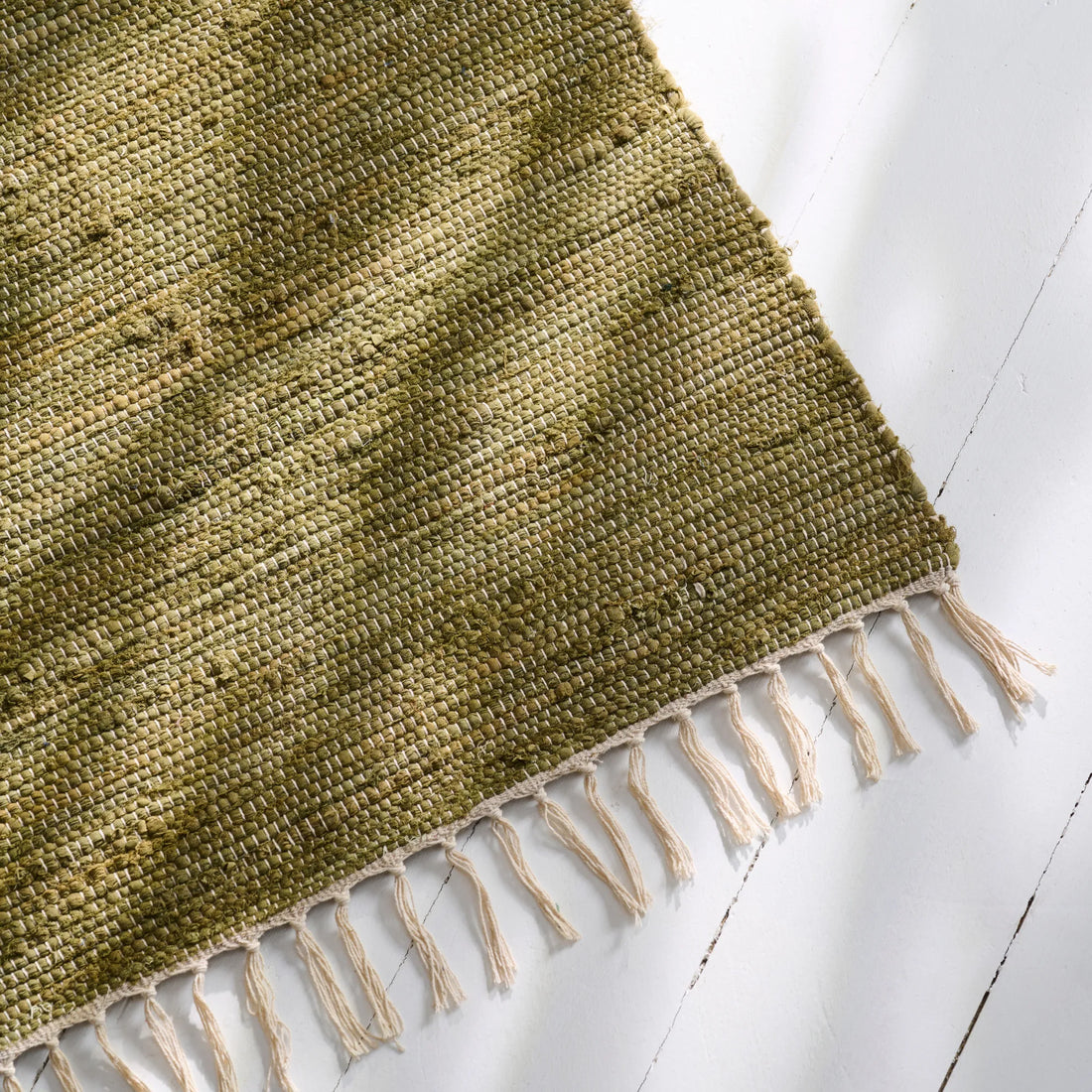 Ib Laursen Teppichläufer grün 60 x 120 cm – Baumwoll Flickenteppich